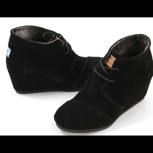 TOMS black suede 'desert' wedges - Picture 1 of 4